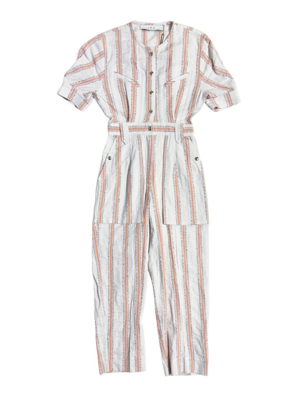 IRO Paris Pink & Metallic Vertical Stripe Cotton & Linen Blend Jumper (2)